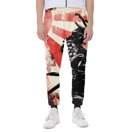 Red Rising Sun Samurai Print Scuba Joggers