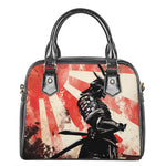 Red Rising Sun Samurai Print Shoulder Handbag