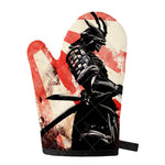 Red Rising Sun Samurai Print Single Oven Mitt