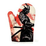 Red Rising Sun Samurai Print Single Oven Mitt