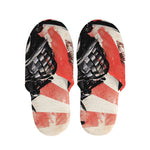 Red Rising Sun Samurai Print Slippers