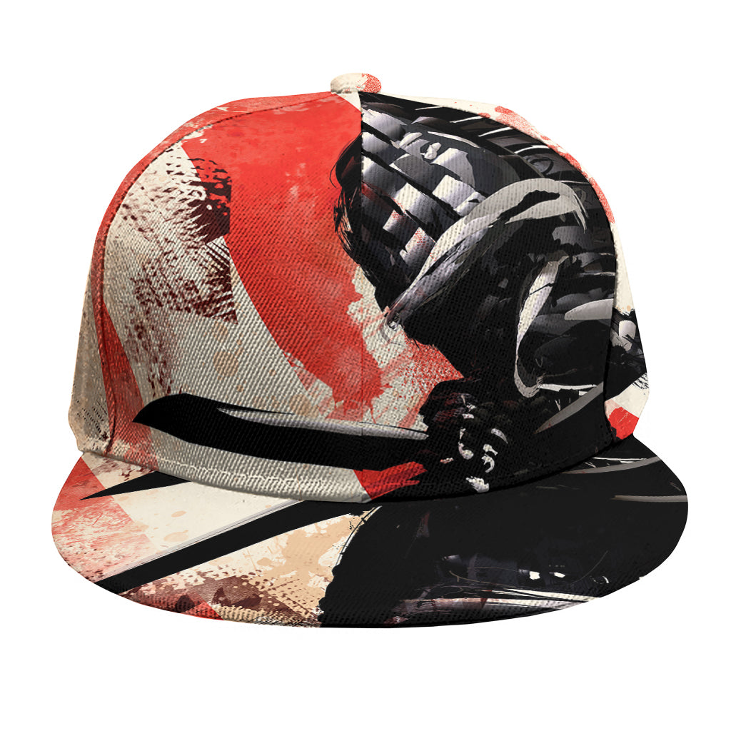 Red Rising Sun Samurai Print Snapback Cap