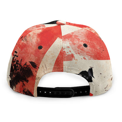 Red Rising Sun Samurai Print Snapback Cap