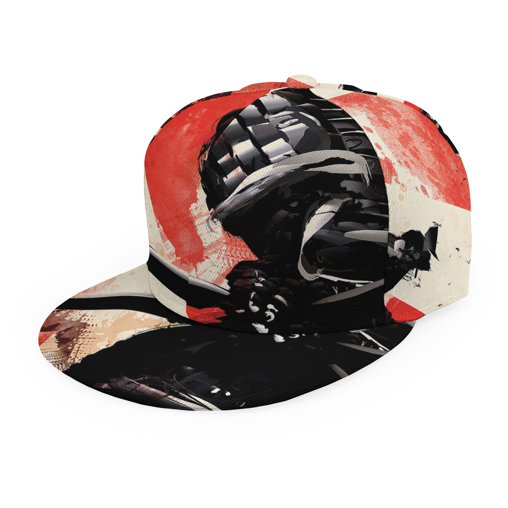 Red Rising Sun Samurai Print Snapback Cap