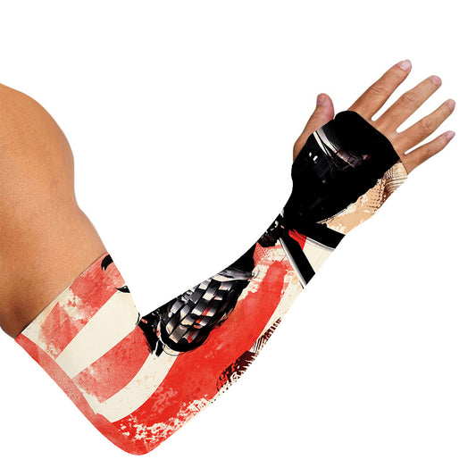Red Rising Sun Samurai Print Sun Protection Arm Sleeves