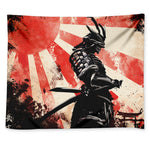 Red Rising Sun Samurai Print Tapestry