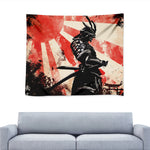 Red Rising Sun Samurai Print Tapestry