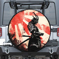 Red Rising Sun Samurai Print Tire Cover