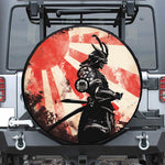 Red Rising Sun Samurai Print Tire Cover With Camera Hole