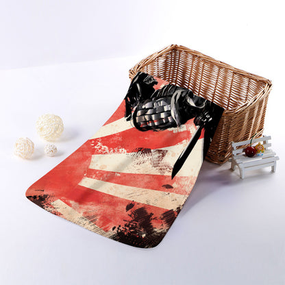 Red Rising Sun Samurai Print Towel