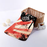 Red Rising Sun Samurai Print Towel