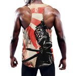 Red Rising Sun Samurai Print Training Tank Top