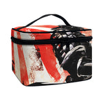 Red Rising Sun Samurai Print Travel Makeup Bag