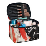 Red Rising Sun Samurai Print Travel Makeup Bag