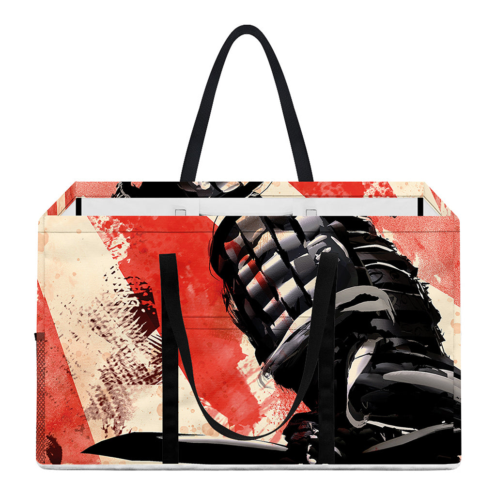 Red Rising Sun Samurai Print Utility Tote Bag