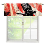 Red Rising Sun Samurai Print Window Valance