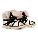 Red Rising Sun Samurai Print Winter Boots