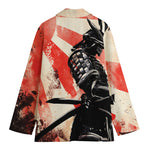 Red Rising Sun Samurai Print Women's Blazer