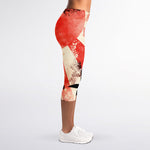 Red Rising Sun Samurai Print Women's Capri Leggings