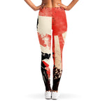 Red Rising Sun Samurai Print Women's Leggings