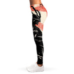 Red Rising Sun Samurai Print Women's Leggings