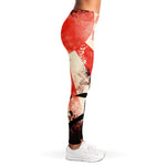 Red Rising Sun Samurai Print Women's Leggings