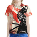 Red Rising Sun Samurai Print Women's Polo Shirt