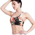 Red Rising Sun Samurai Print Women's Sports Bra