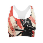 Red Rising Sun Samurai Print Women's Sports Bra