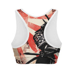 Red Rising Sun Samurai Print Women's Sports Bra