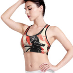 Red Rising Sun Samurai Print Women's Sports Bra