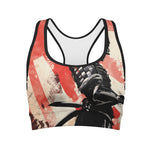 Red Rising Sun Samurai Print Women's Sports Bra