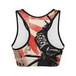 Red Rising Sun Samurai Print Women's Sports Bra