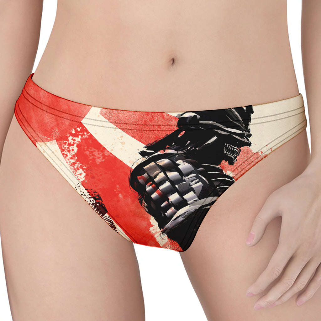 Red Rising Sun Samurai Print Women's Thong