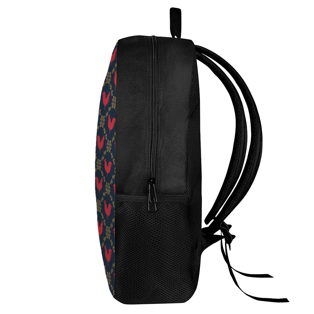 Red Rooster Pattern Print 17 Inch Backpack