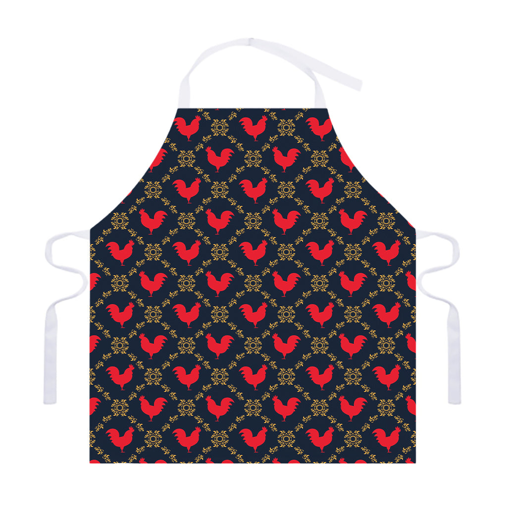 Red Rooster Pattern Print Adjustable Apron