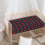 Red Rooster Pattern Print Baby Crib Sheet