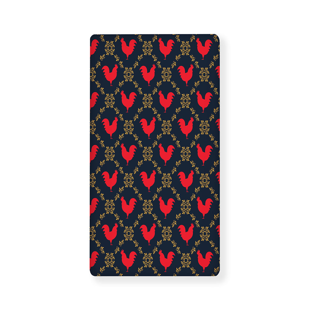 Red Rooster Pattern Print Baby Crib Sheet