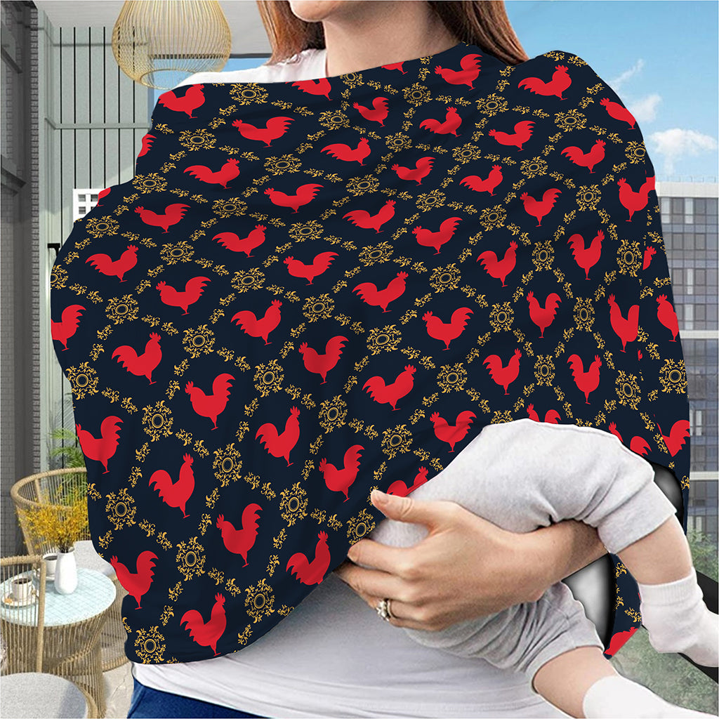 Red Rooster Pattern Print Baby Seat Cover