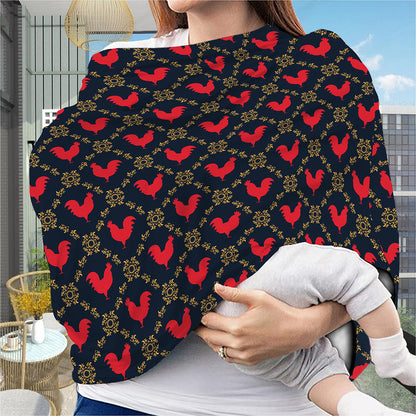 Red Rooster Pattern Print Baby Seat Cover