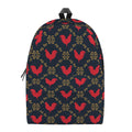 Red Rooster Pattern Print School Backpack