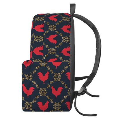 Red Rooster Pattern Print Backpack