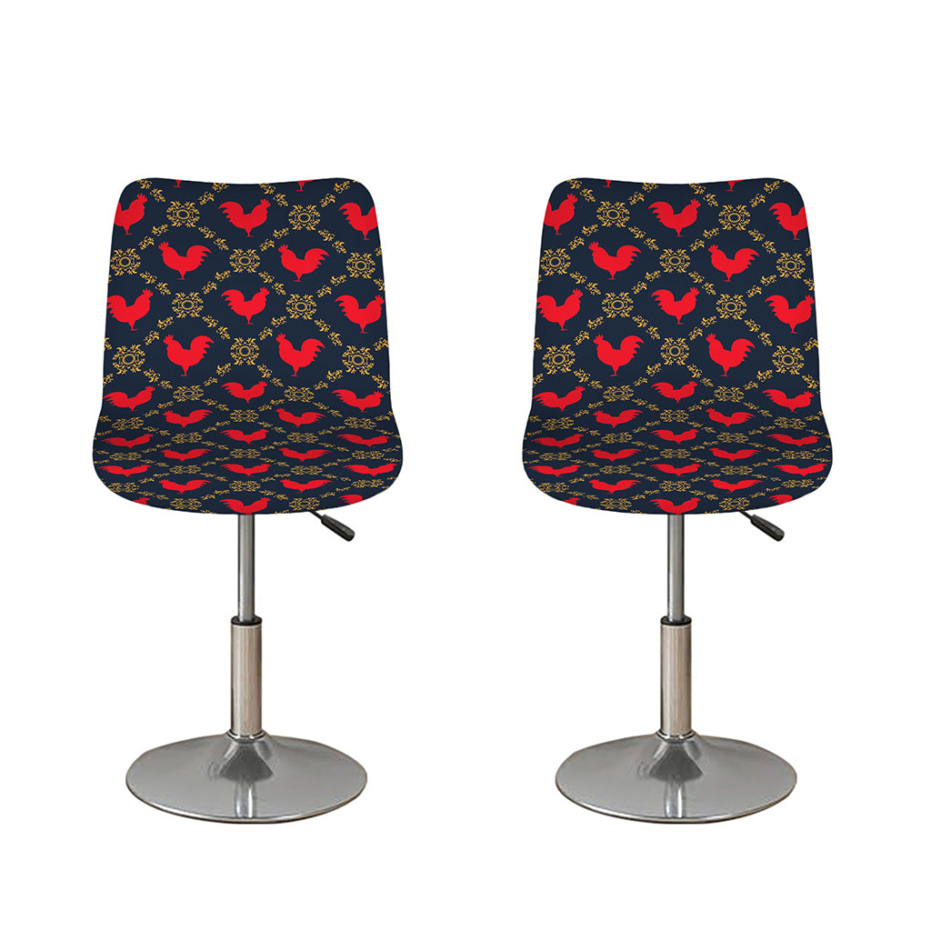 Red Rooster Pattern Print Bar Stool Covers