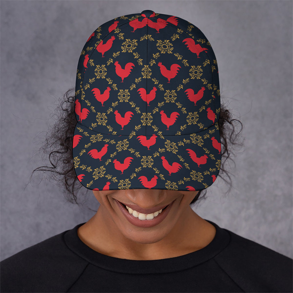 Red Rooster Pattern Print Baseball Cap