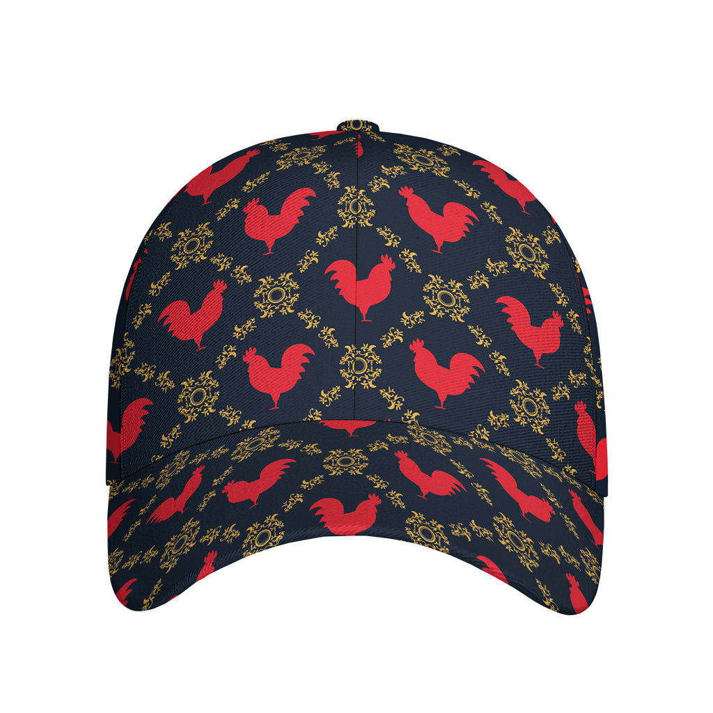 Red Rooster Pattern Print Baseball Cap