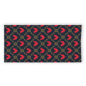 Red Rooster Pattern Print Beach Towel