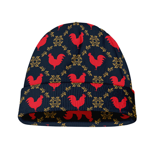 Red Rooster Pattern Print Beanie