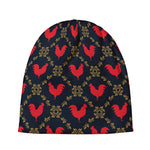 Red Rooster Pattern Print Beanie