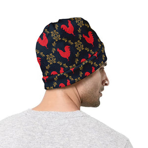 Red Rooster Pattern Print Beanie