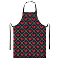 Red Rooster Pattern Print Bib Apron With Pocket